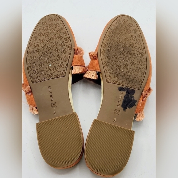 Birdies Ani Slide Coral Pink Fringed Mule Suede Leather Flat Size 8 - Picture 14 of 16
